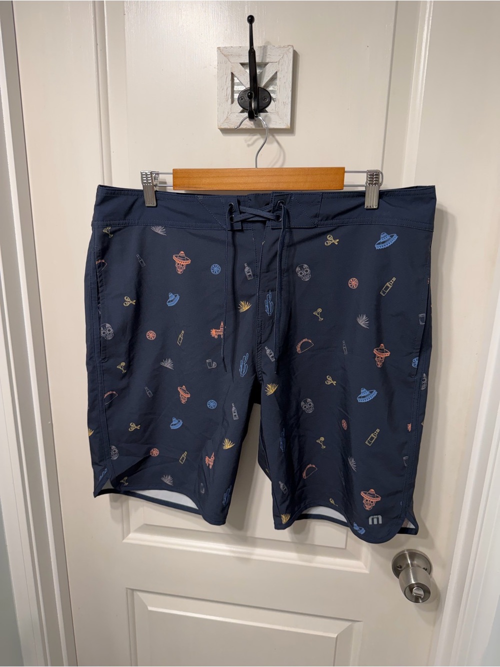 Travis Mathew Navy Printed Swim Trunks